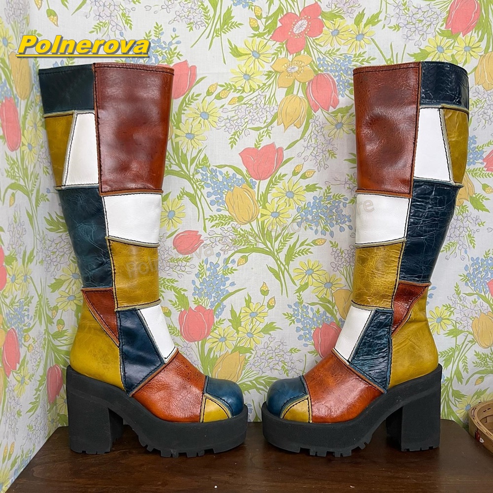 Street Fashion Vintage - Женские ретро-ботинки до колена из кожи