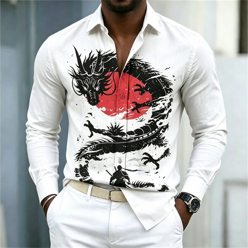 Street Fashion In China - Новая мужская рубашка 2026 года: белая,
